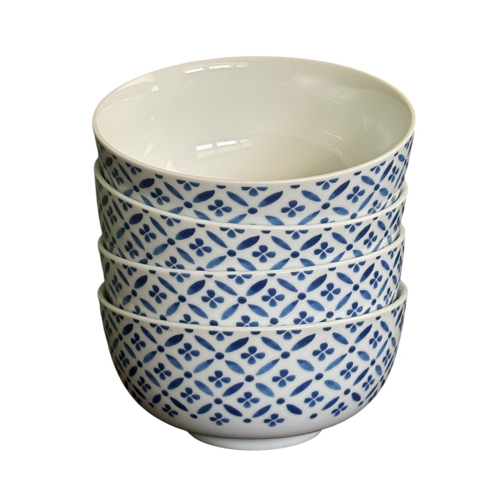 Four Spode Home Blue Indigo 6" Soup Cereal Bowls Blue & White Floral